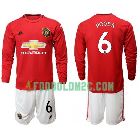 Manchester United Pogba 6 Børn Hjemmebanesæt 2019/20 Langærmet (+ Korte bukser)